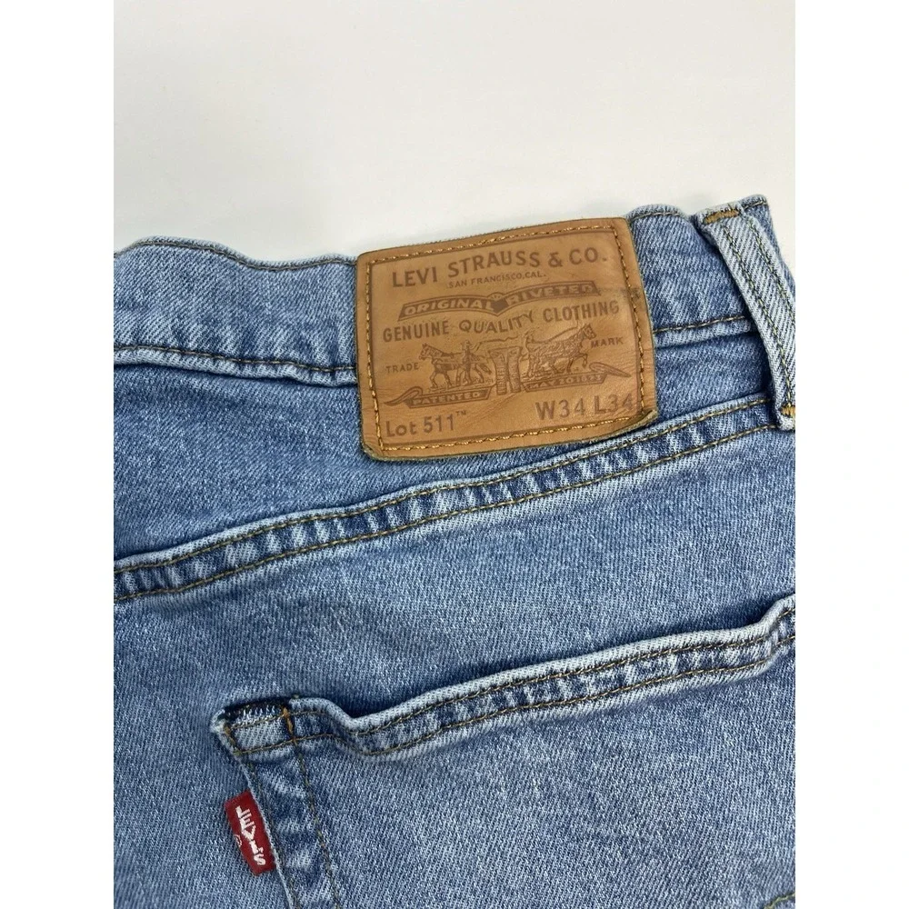 Levis 511 Big E Blue Denim Jeans Stretch Slim Fit Premium Mens 32x31